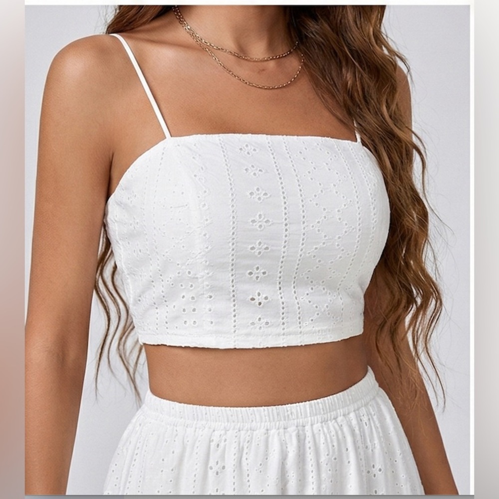 Boho Eyelet Embroidered Two-Piece Maxi Set White - Picture 3 of 9